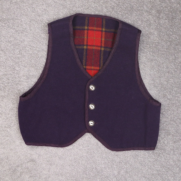 Vintage Sweaters - VTG Womens Fleece Button Down Small Purple Sleeveless Sweater Vest